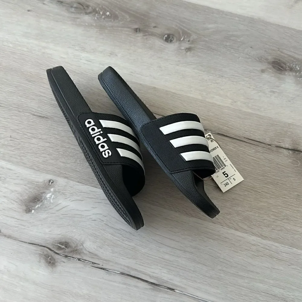 Adidas Adilette Shower K Black/White NWT IN BOX